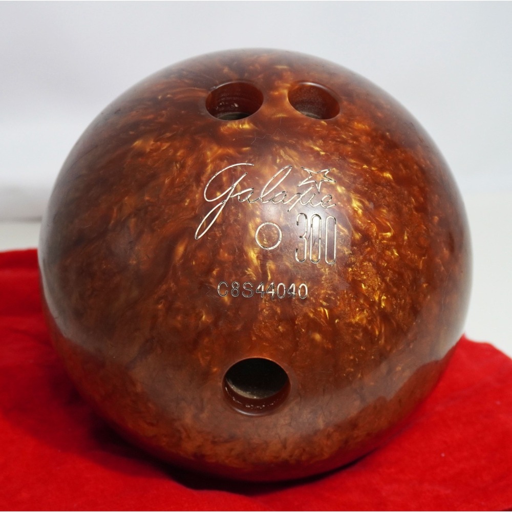 Vintage 16 lb Ebonite Galaxie 300 Brown Marbled Bowling Ball Drilled